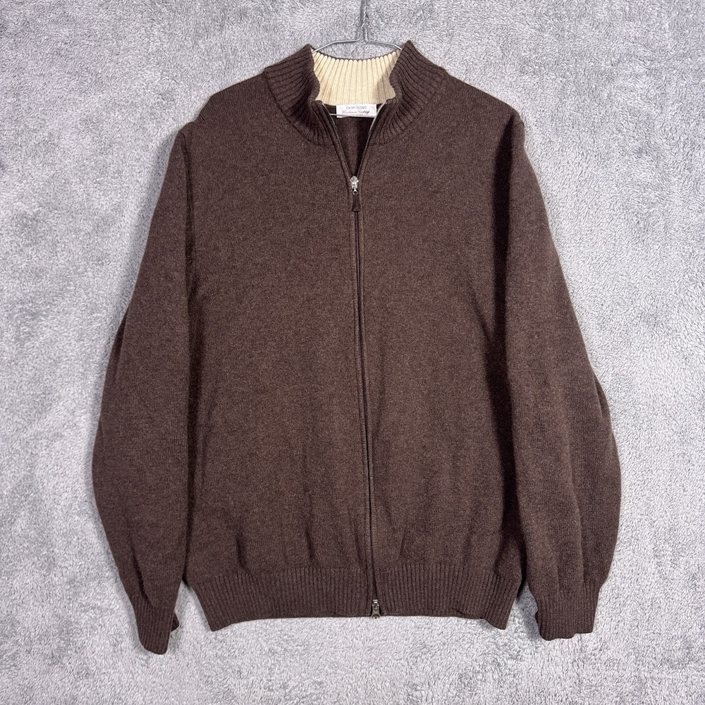 Gran Sasso Cashmere Geelong Sweater Mens EU 58 Italy Full Zip Cardigan Wool
